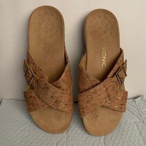 Vionic  Dorie Slide - Gold Cork Faux Leather